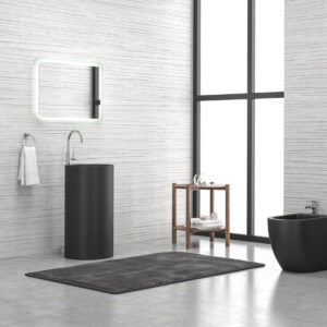 Νιπτήρας επιδαπέδιος MILOS 45D Black Matt KARAG Ø44x91cm