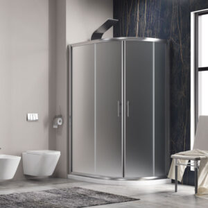 Καμπίνα ασύμμετρη ημικυκλική με σατινέ κρύσταλλο FLORA 650 Cromo KARAG 80x100x190cm