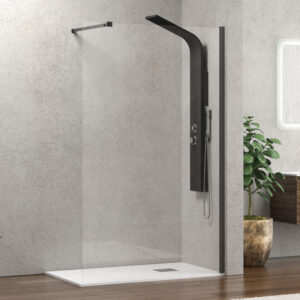 Σταθερό διαχωριστικό ντουζιέρας με διάφανο κρύσταλλο WALKIN 1 Gun Metal KARAG 140x200cm