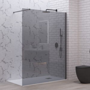 Σταθερό διαχωριστικό ντουζιέρας με fume κρύσταλλο WALKIN 1 Gun Metal KARAG 80x200cm