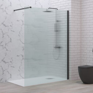 Σταθερό διαχωριστικό ντουζιέρας με flute κρύσταλλο WALKIN 1 Black KARAG 90x200cm