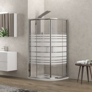 Καμπίνα ημικυκλική με σεριγραφάτο κρύσταλλο NEW FLORA 200 Cromo KARAG 80x80x180cm