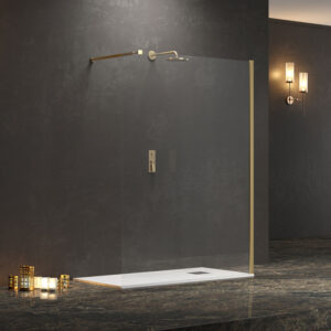 Σταθερό διαχωριστικό ντουζιέρας με διάφανο κρύσταλλο WALKIN 1 Gold KARAG 120x200cm