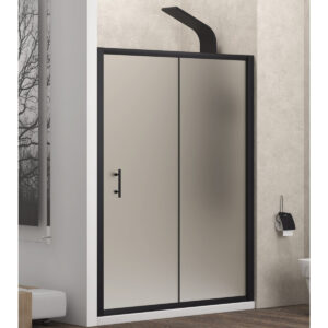 Καμπίνα από τοίχο σε τοίχο με σατινέ κρύσταλλο FLORA 500 Black KARAG 110x190cm