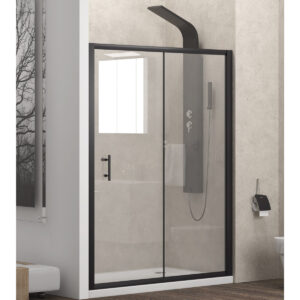 Καμπίνα από τοίχο σε τοίχο με διάφανο κρύσταλλο FLORA 500 Black KARAG 120x190cm