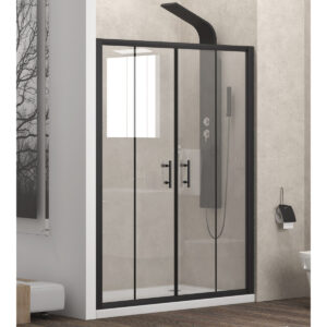 Καμπίνα από τοίχο σε τοίχο με διάφανο κρύσταλλο FLORA 600 Black KARAG 190x190cm