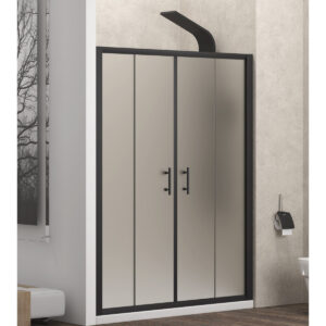 Καμπίνα από τοίχο σε τοίχο με σατινέ κρύσταλλο FLORA 600 Black KARAG 210x190cm