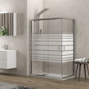 Καμπίνα ορθογώνια με σεριγραφάτο κρύσταλλο NEW FLORA 100 Cromo KARAG 100x120x180cm