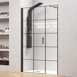 Καμπίνα από τοίχο σε τοίχο με frame κρύσταλλο NERO 5 PORTA Black KARAG 94x200cm (30cm σταθερό)